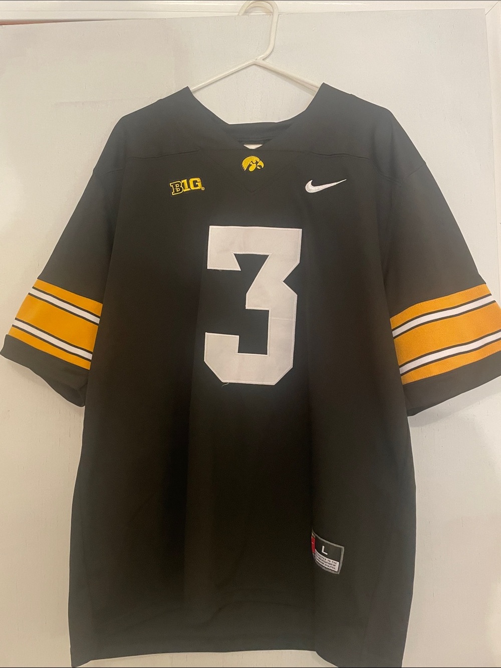 Nike Black & Gold Football Jersey with White Number 3